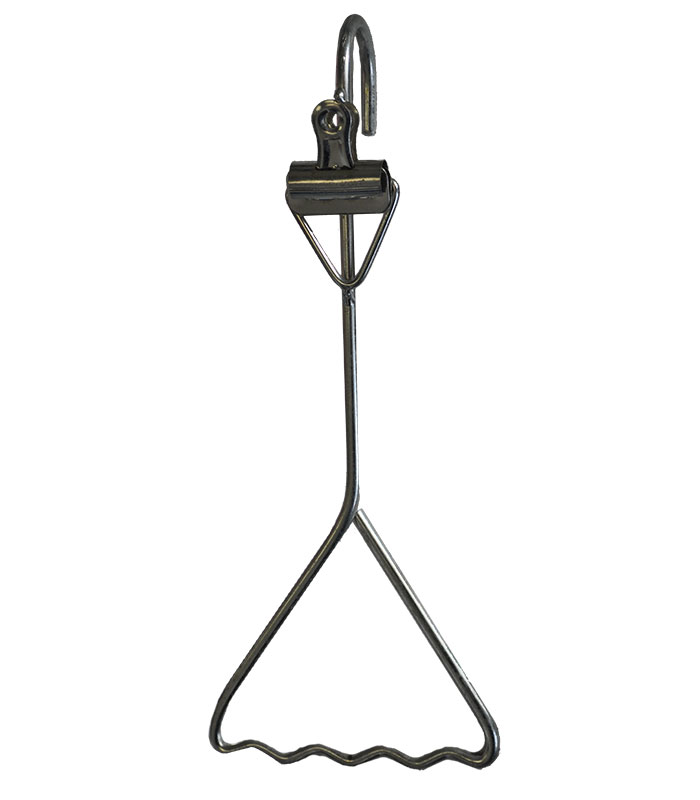 Triediaci vešiačik, so štipcom, pochrómovaný