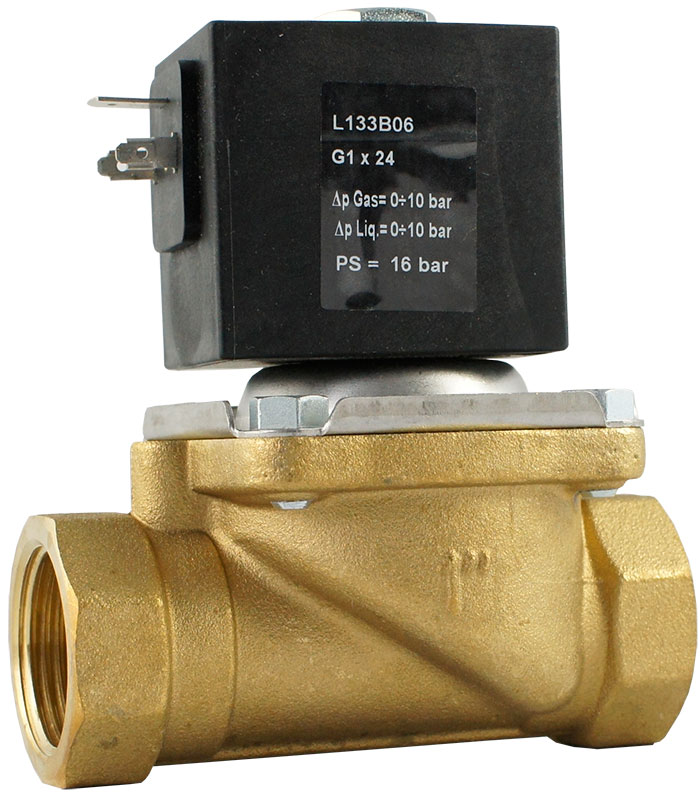 Elmag. parný ventil, G1″, priamy, 14W, Ø 18,5mm, PTFE 230V/50Hz